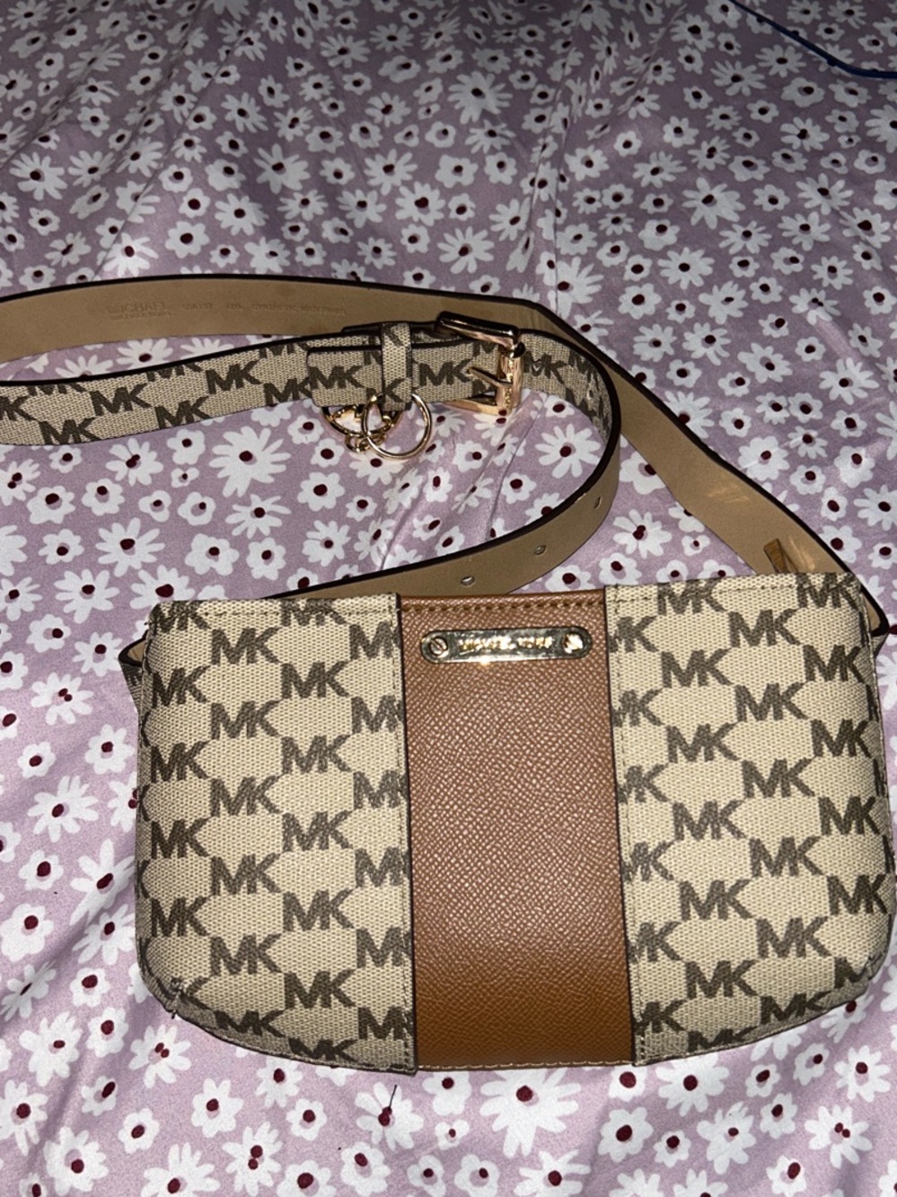 Michael Kors Beige & Brown Signature MK Crossbody